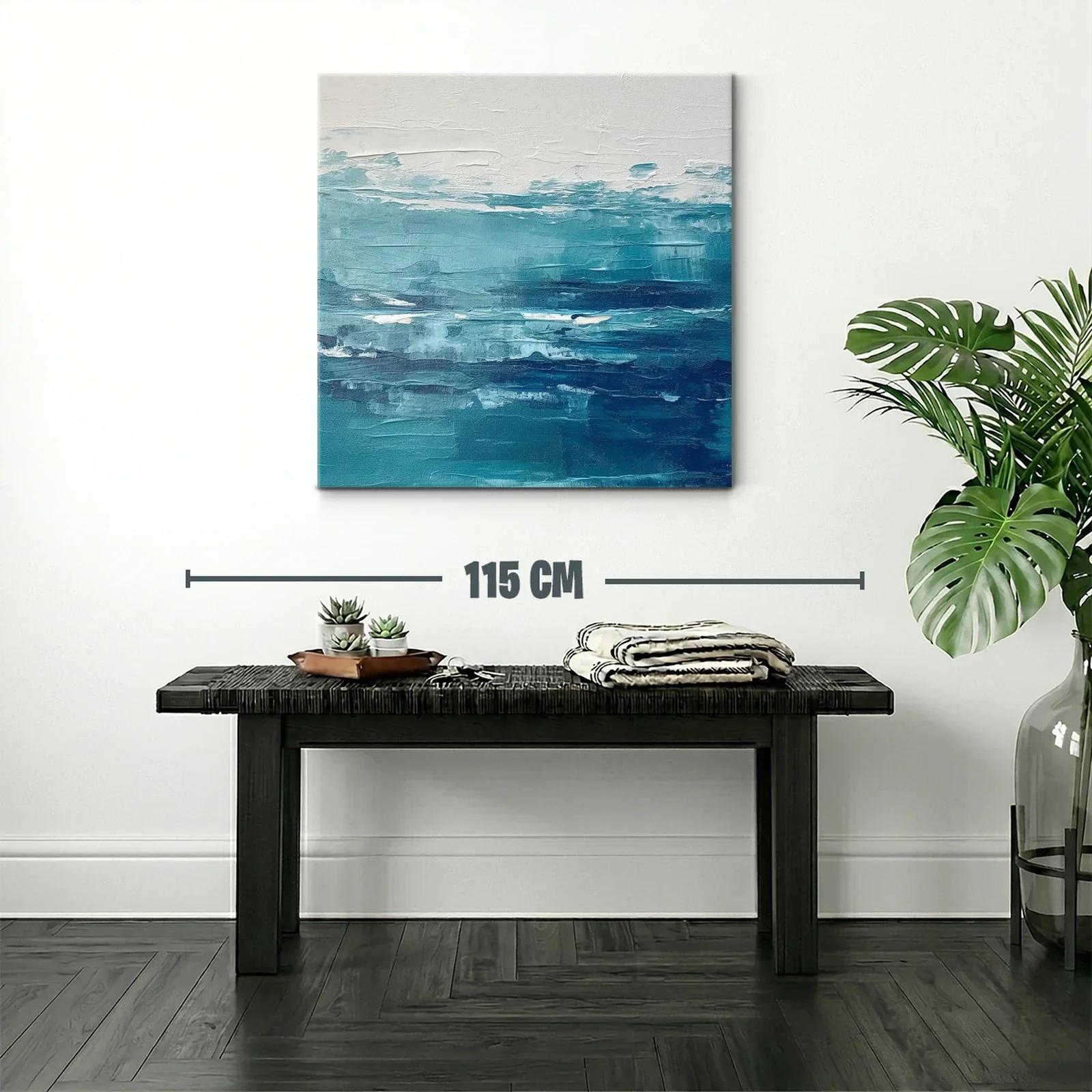 Cuadro abstracto con tonos azules para ambiente sereno — miniatura 2