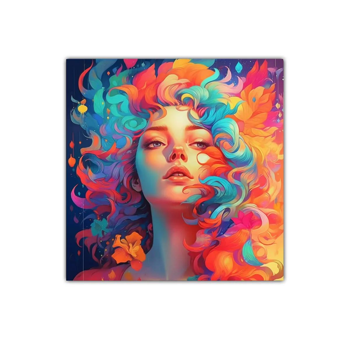 Retrato femenino con vibrante cabello multicolor — imagen principal