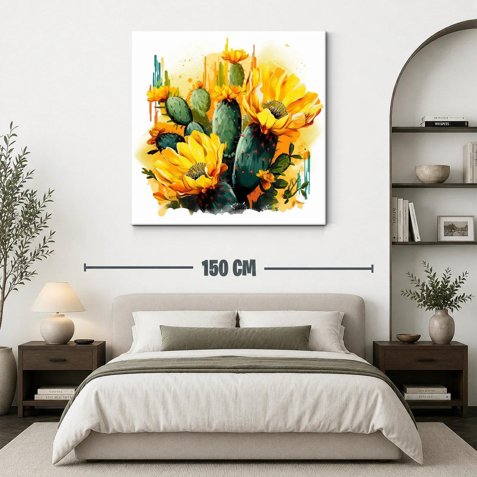 Vibrante composición de cactus en flor amarilla y verde — miniatura 3