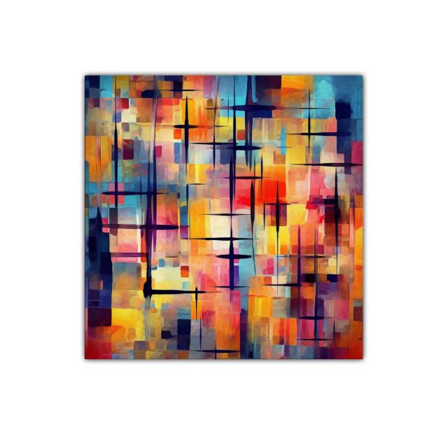 Composición abstracta con vibrantes líneas y formas geométricas