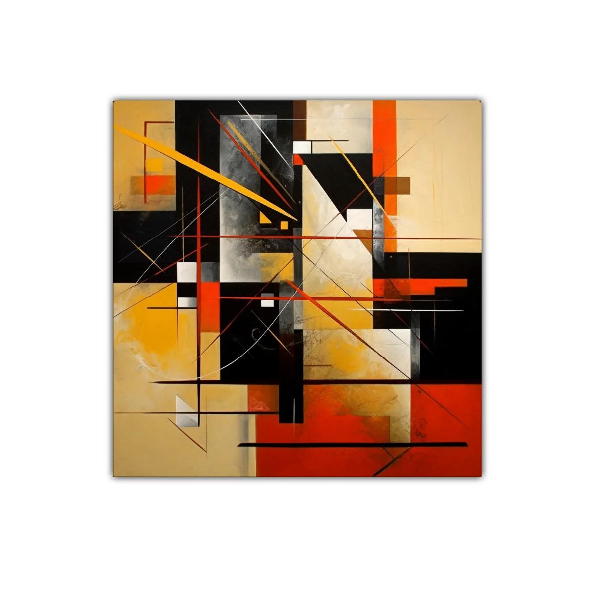 Composición geométrica con líneas y colores cálidos vivos