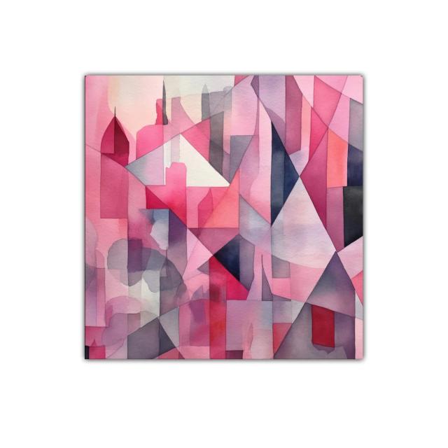 Arte abstracto geométrico en tonos rosas y grises