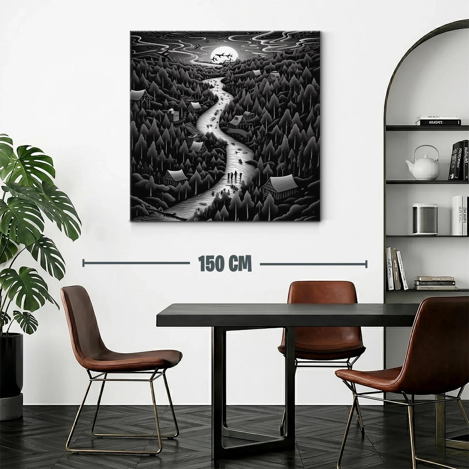 Paisaje nocturno con río y árboles bajo la luna llena — miniatura 2