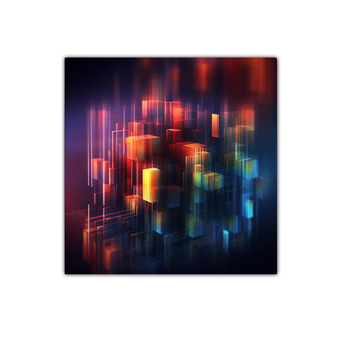 Composición abstracta con cubos iluminados y tonos intensos — imagen principal