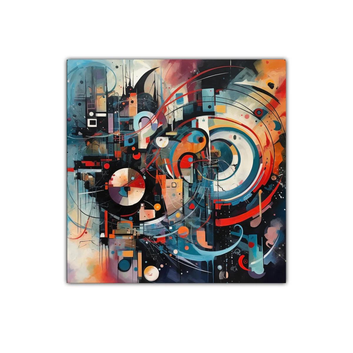 Cuadro abstracto con formas circulares y dinámicas — miniatura 1