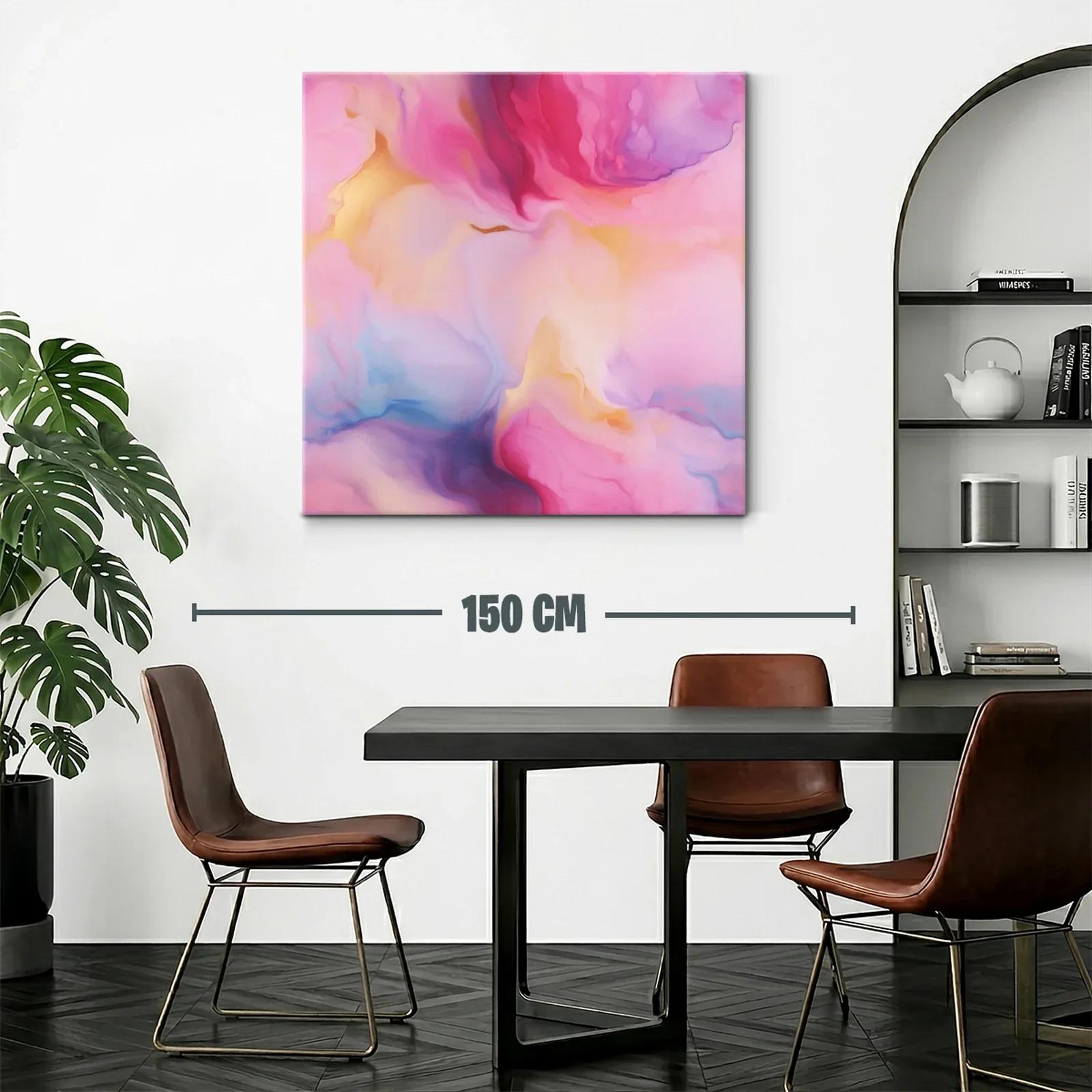 Cuadro abstracto con tonos rosas y dorados delicados — miniatura 2