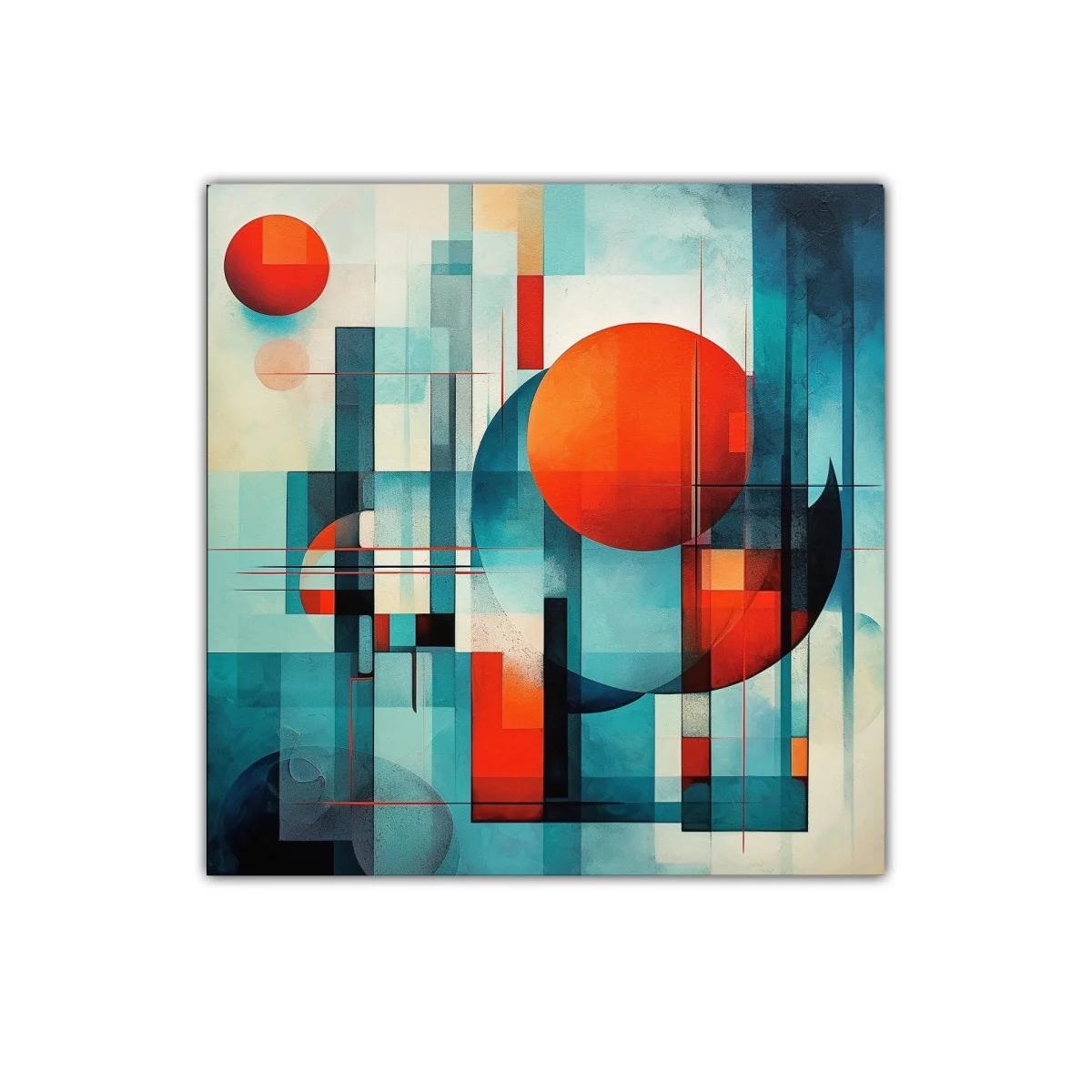 Composición geométrica con círculos y rectángulos vibrantes