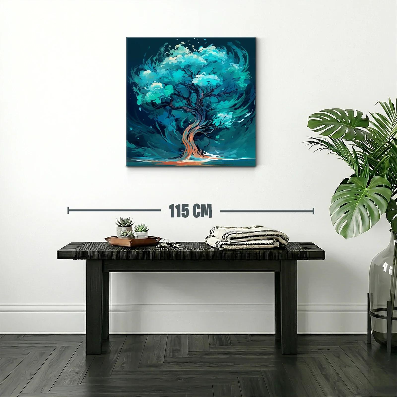 Árbol vibrante en tonos turquesa y azul profundo — miniatura 2