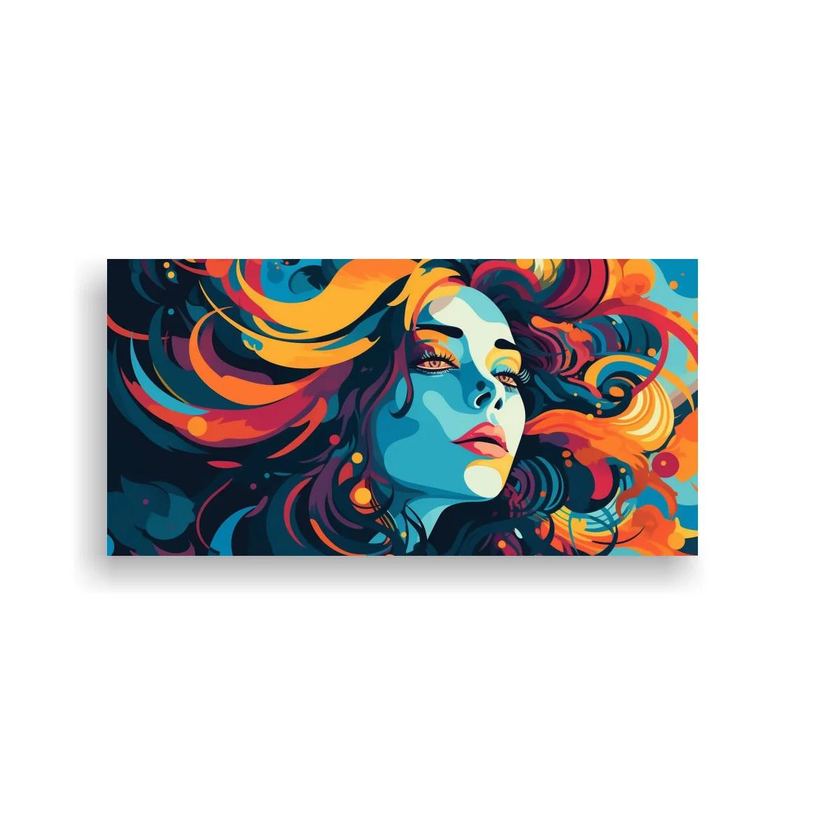 Cuadro rostro de mujer con remolinos y formas curvas — imagen principal