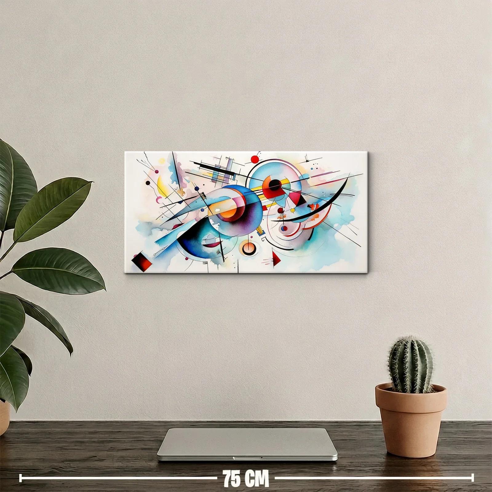 Cuadro abstracto de anillos concéntricos y arcos curvos — miniatura 2