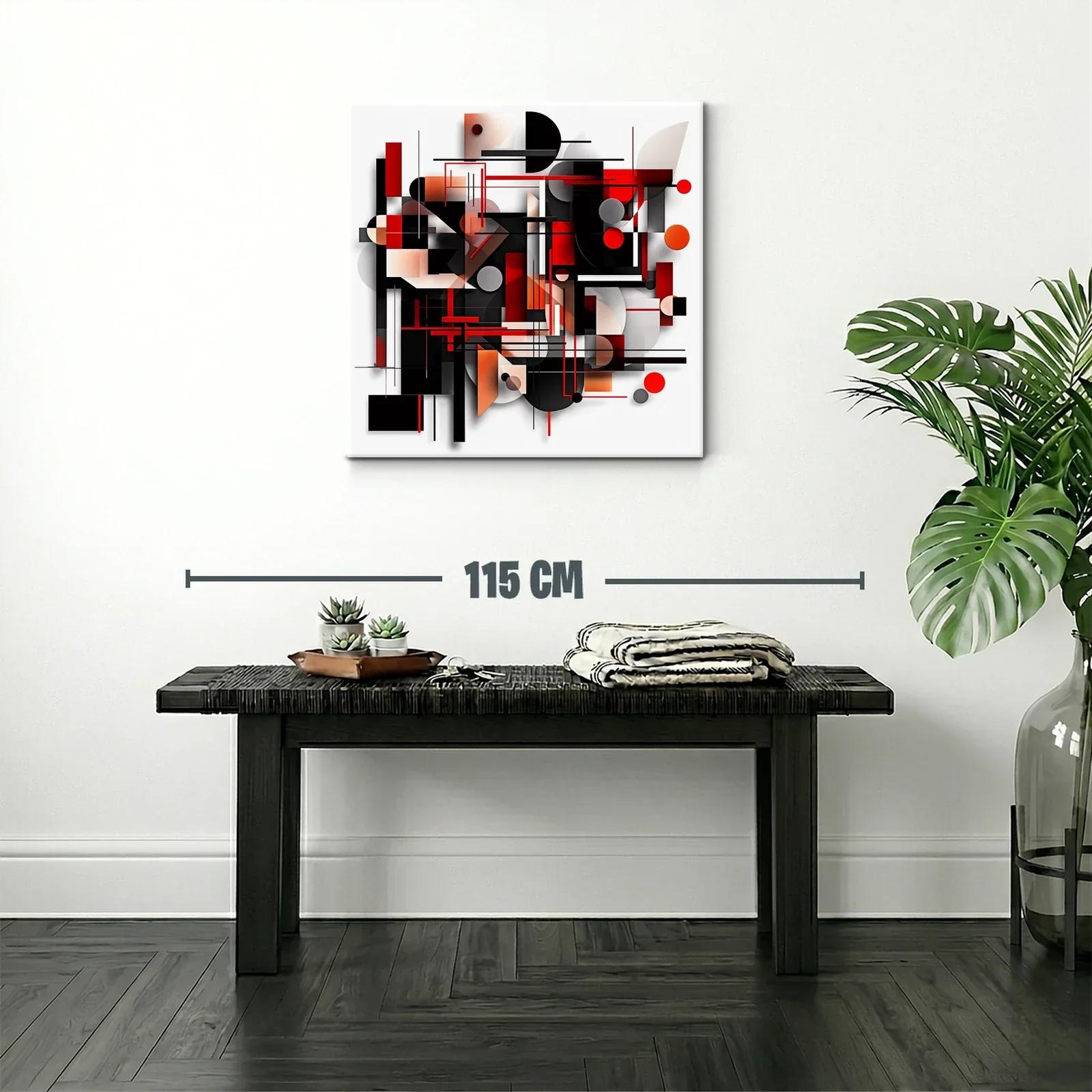 Composición geométrica abstracta en tonos rojo y negro — miniatura 2