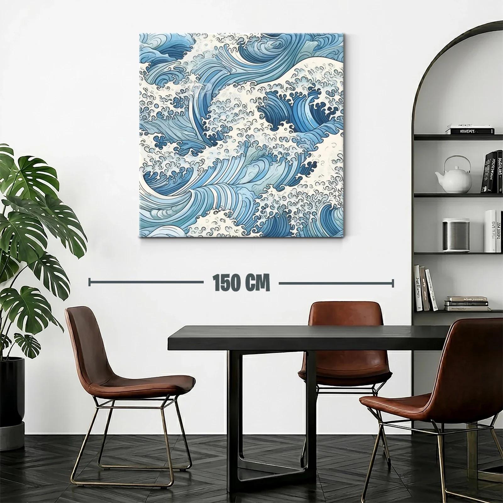 Mar en movimiento con olas estilizadas en azul y blanco — miniatura 2