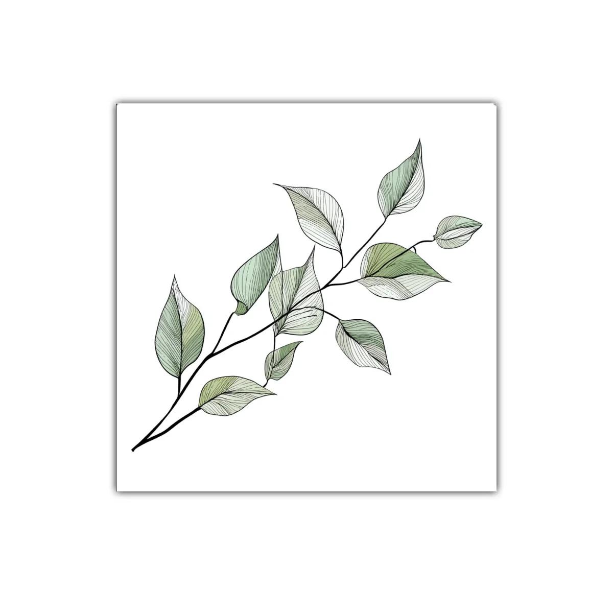 Elegante rama con hojas verdes en trazos delicados — imagen principal