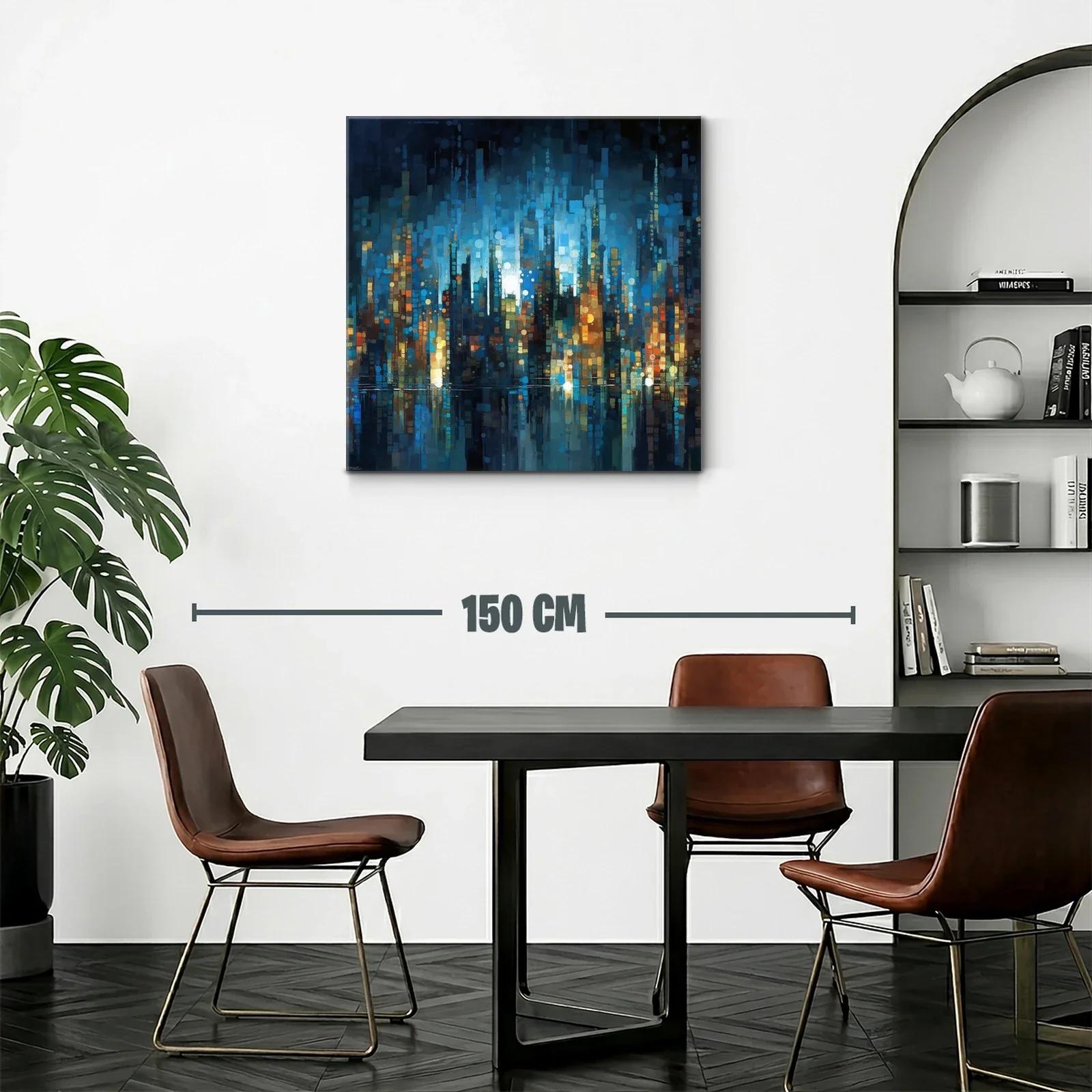 Cuadro arte moderno ciudad nocturna vibrante — miniatura 2