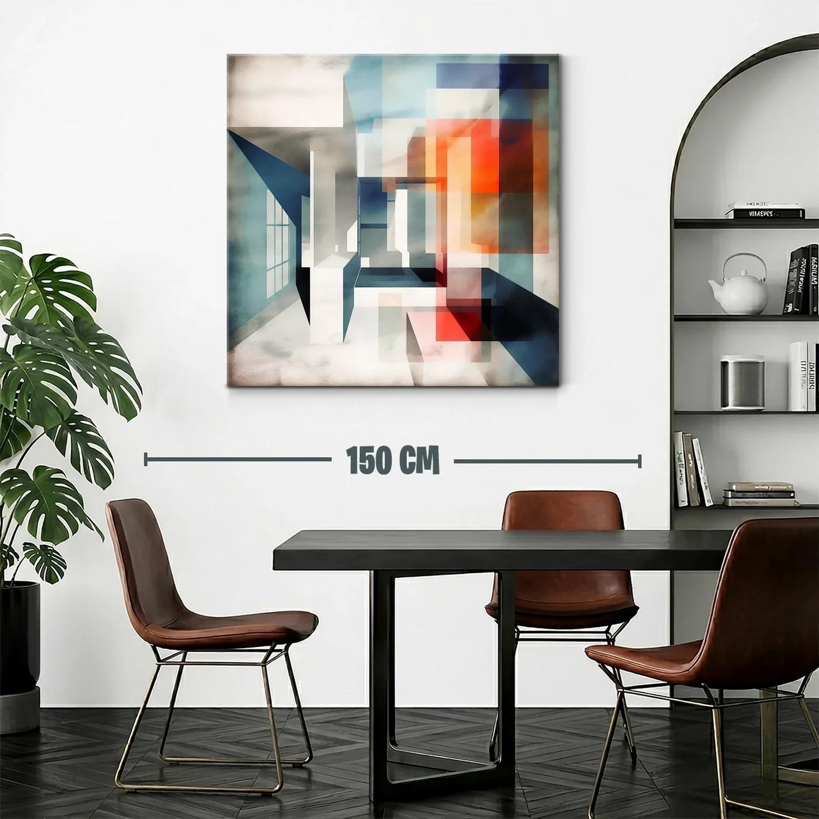 Composición abstracta con formas geométricas en tonos cálidos y fríos — miniatura 2