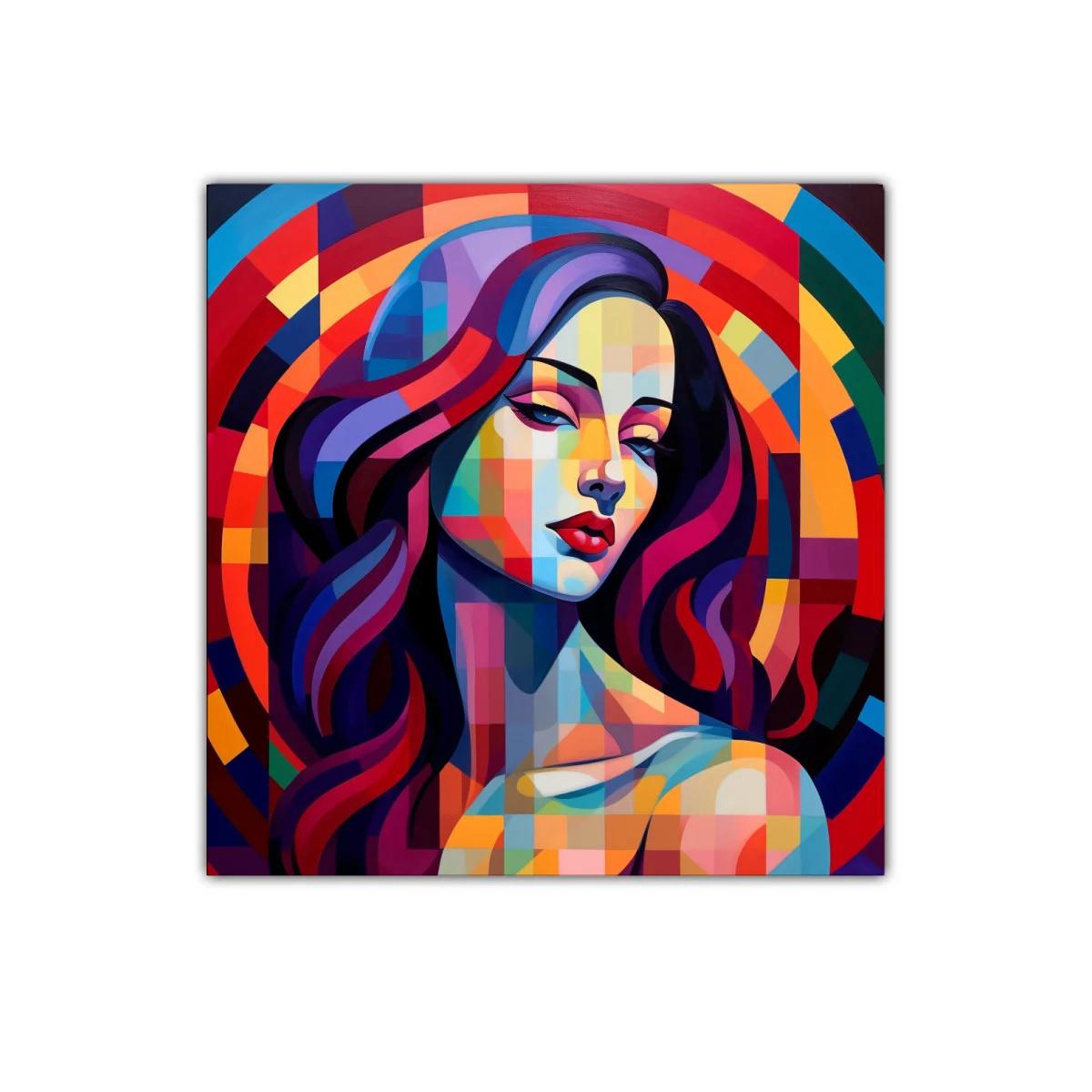 Retrato de mujer con estilo geométrico y colorido vibrante — imagen principal