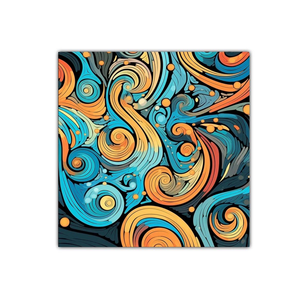 Cuadro decorativo con espirales en tonos cálidos y azules — imagen principal