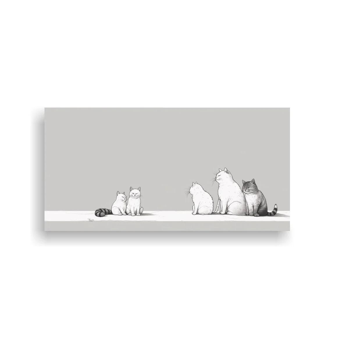 Cuadro gatos en grupo sobre fondo gris
