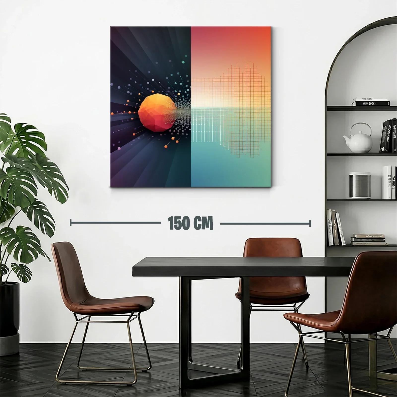 Composición abstracta con esfera y red geométrica vibrante — miniatura 2