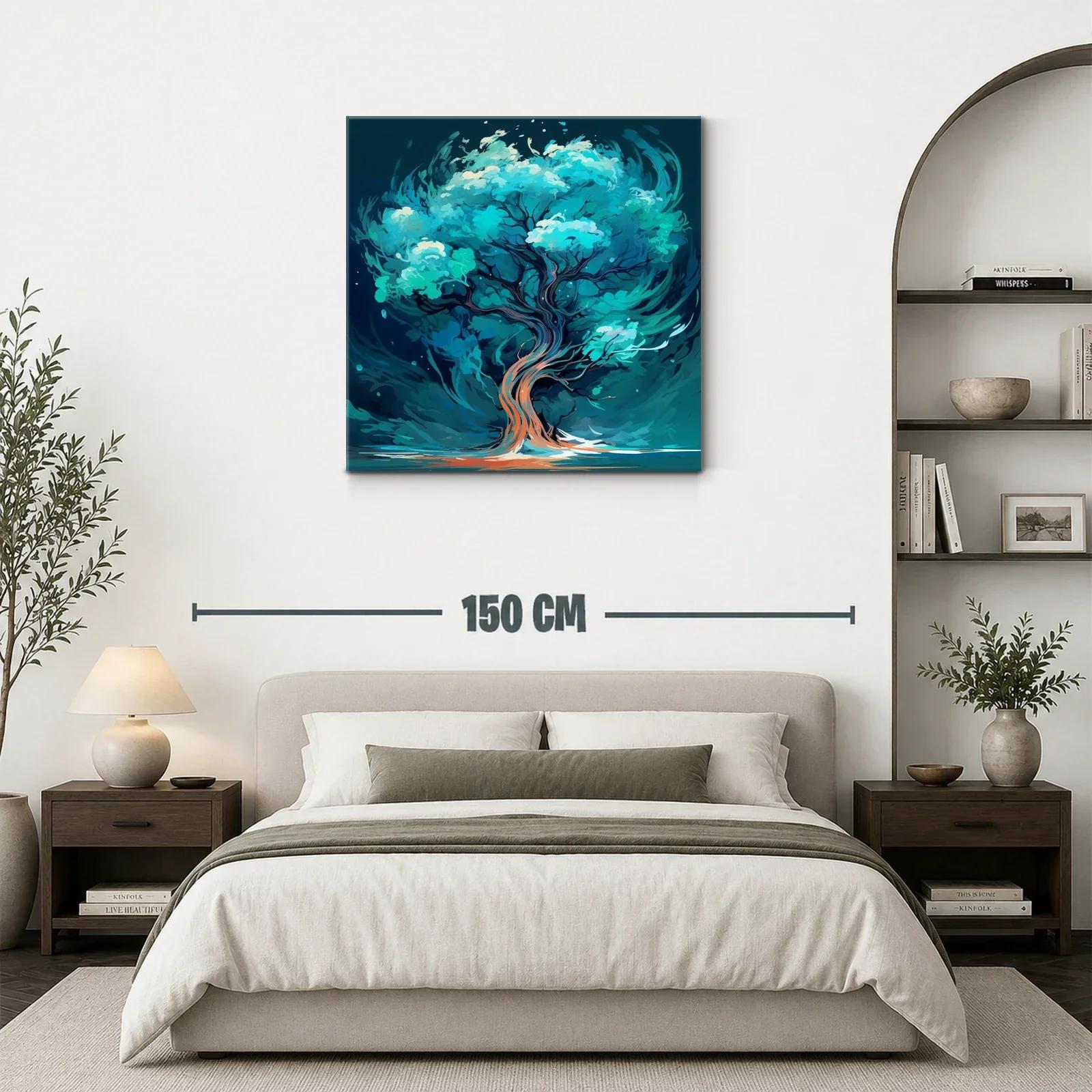 Árbol vibrante en tonos turquesa y azul profundo — miniatura 3