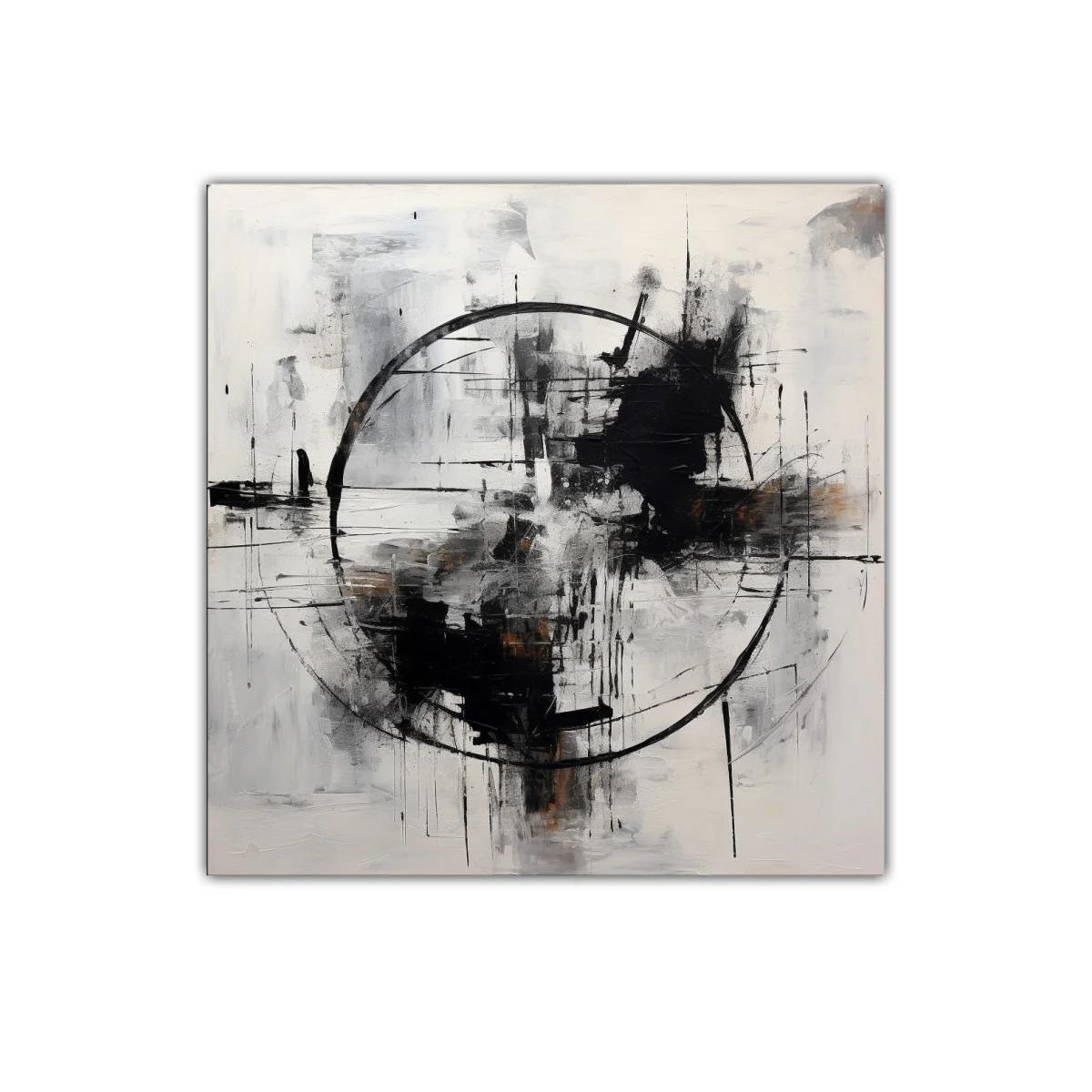 Cuadro abstracto con formas circulares y tonos neutros — miniatura 1