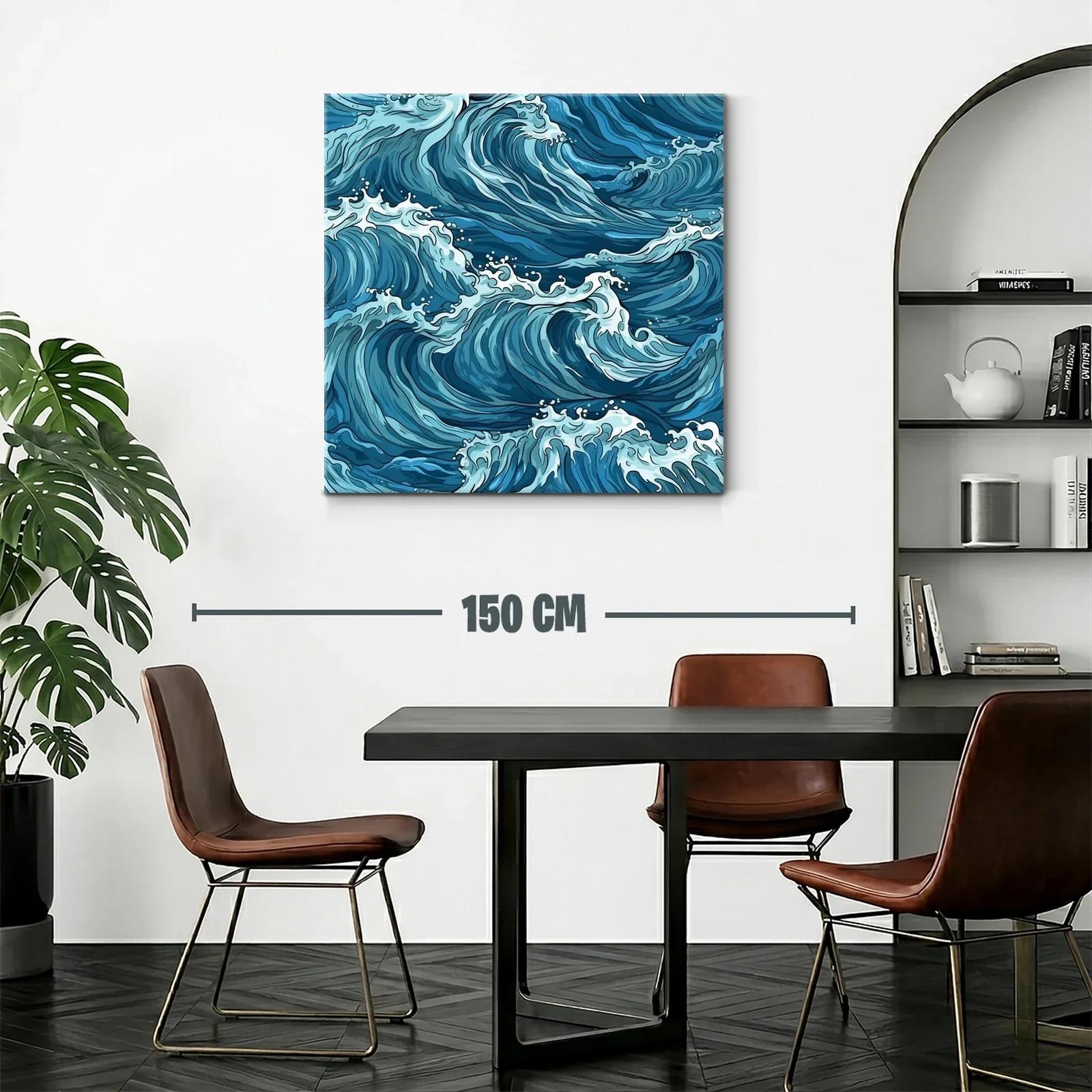 Olas dinámicas en tonos azules para ambientes modernos — miniatura 2