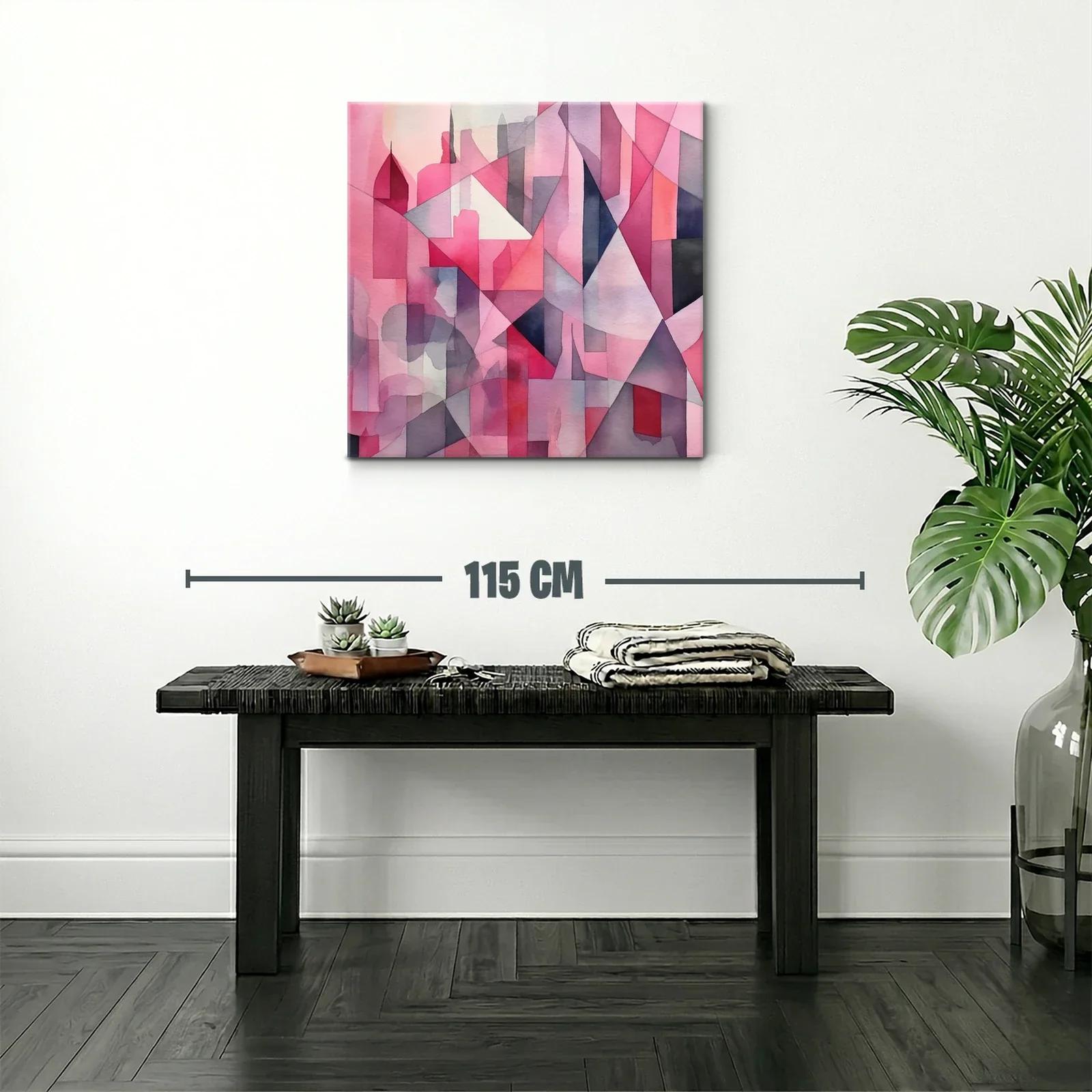 Arte abstracto geométrico en tonos rosas y grises — miniatura 2