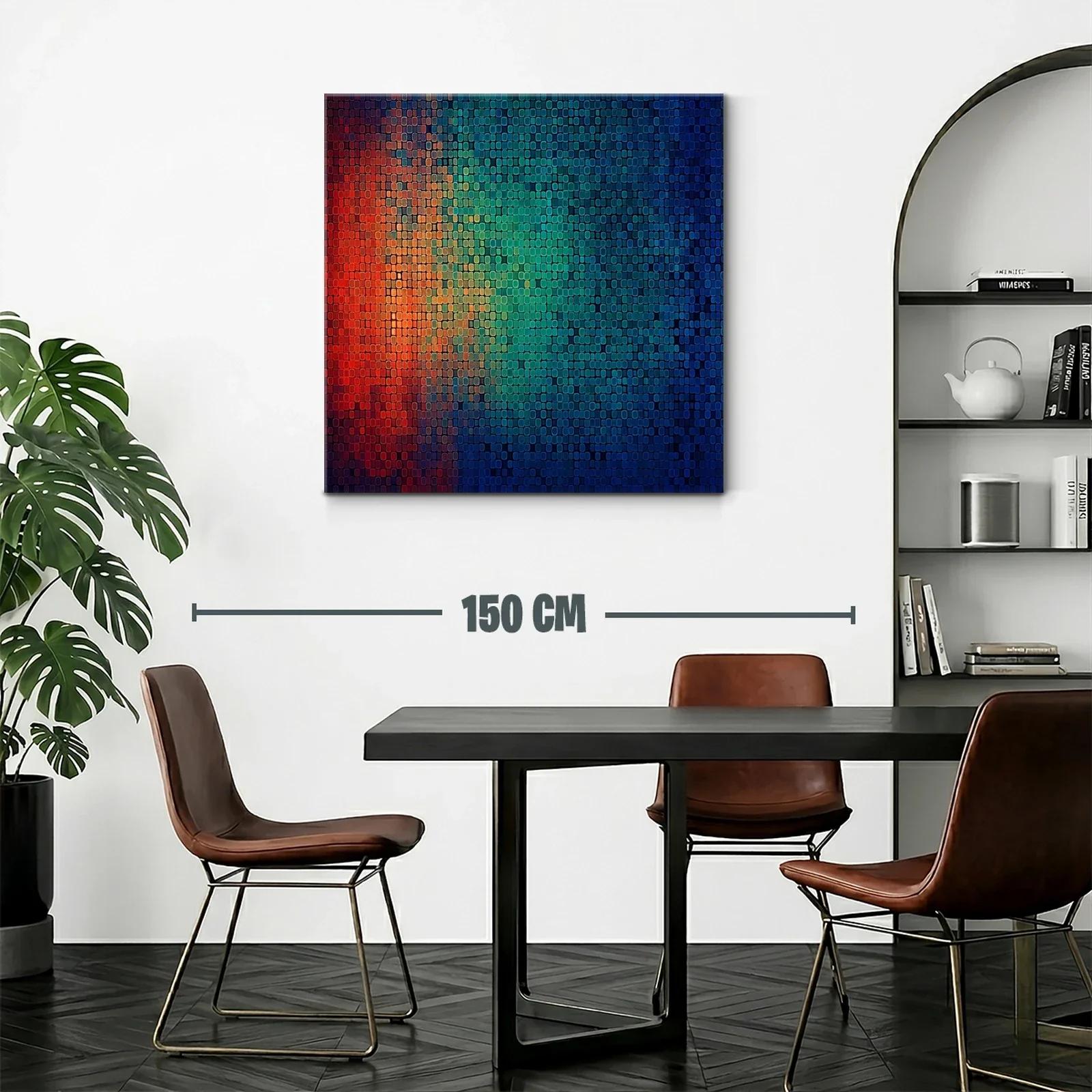 Cuadro abstracto mosaico en vibrantes tonos cálidos y fríos — miniatura 2