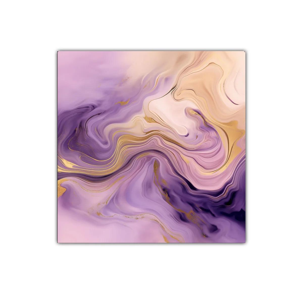 Cuadro decorativo con formas abstractas y tonos lavanda
