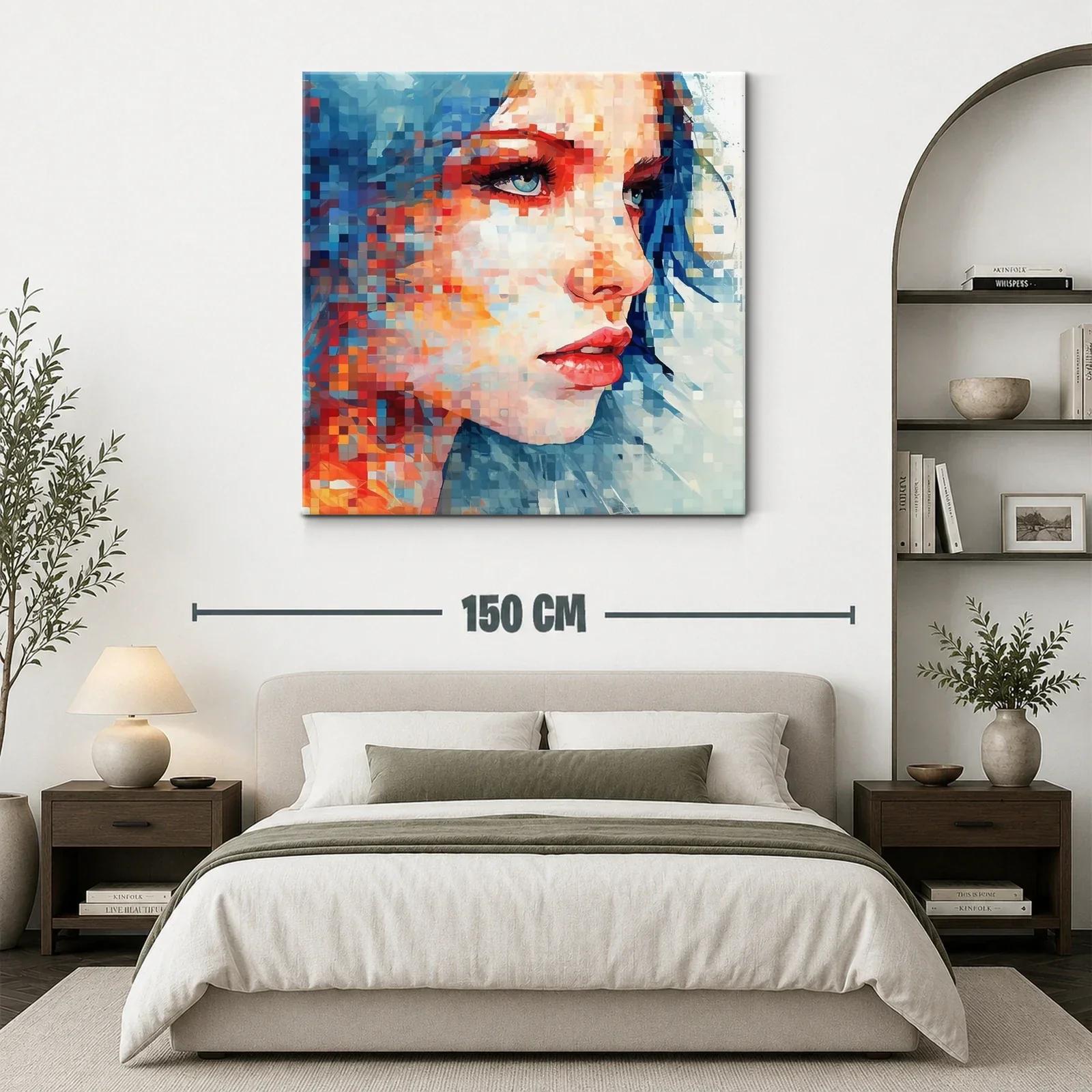 Retrato vibrante con rostro femenino en tonos fríos y cálidos — miniatura 3
