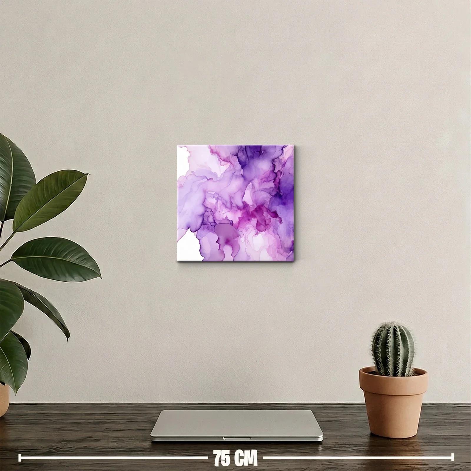 Cuadro abstracto en tonos lila y violeta para decorar — miniatura 2