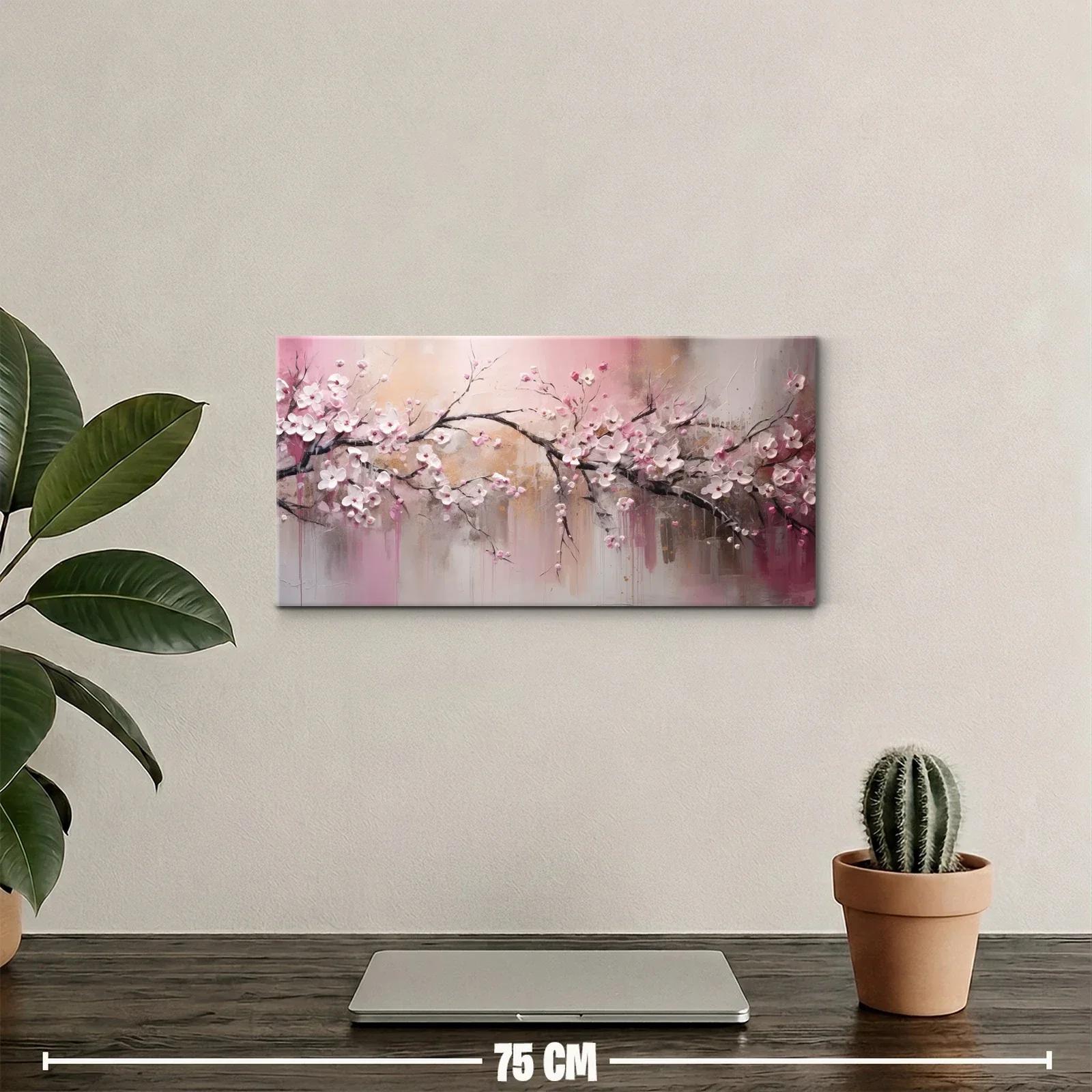 Cuadro ramas de flor de cerezo con goteos de pintura — miniatura 2