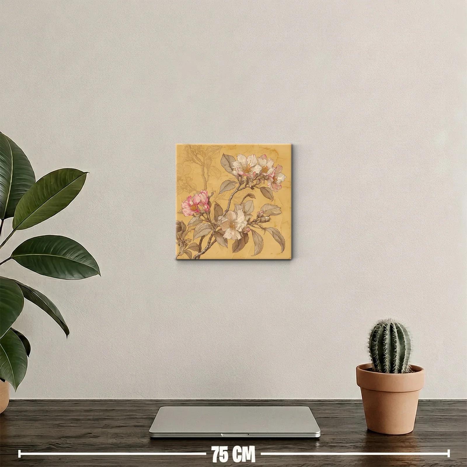 Cuadro floral vintage con delicadas flores blancas y toques rosas — miniatura 2
