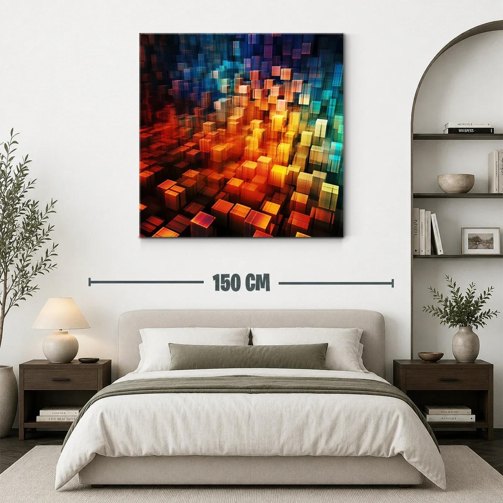 Composición abstracta de cubos en tonos cálidos y fríos — miniatura 3