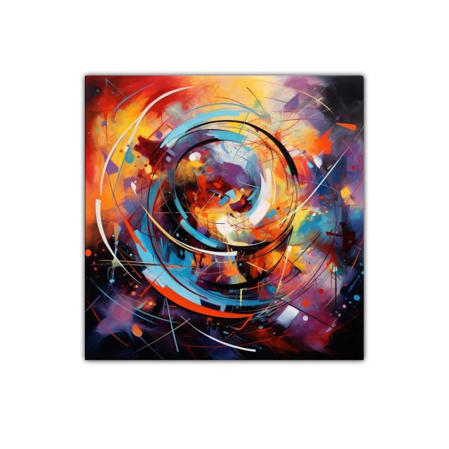 Composición circular vibrante con colores cálidos y fríos