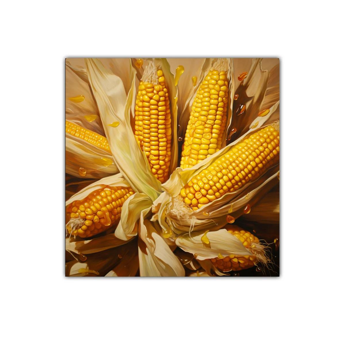 Cuadro decorativo de mazorcas de maíz en tonos cálidos — imagen principal