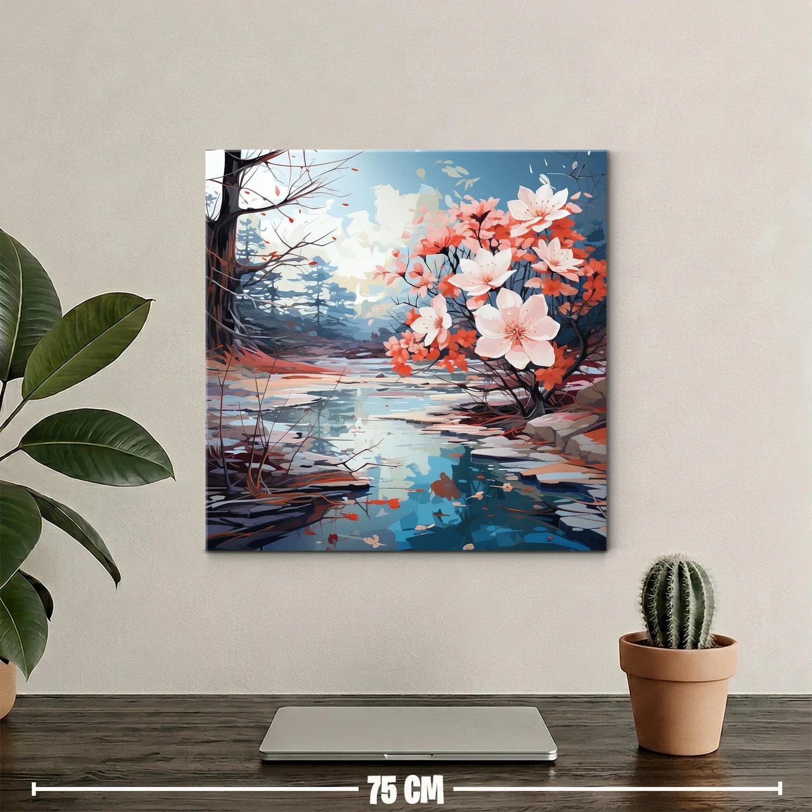 Reflejos de primavera con flores y río sereno — miniatura 2