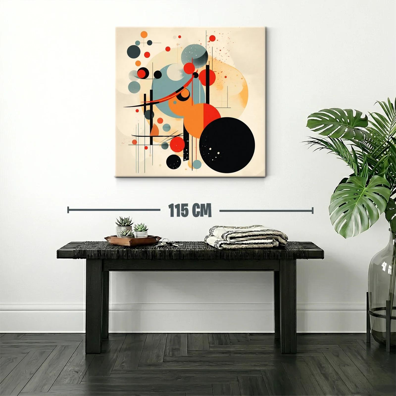 Composición abstracta con círculos naranjas y negros impactantes — miniatura 2