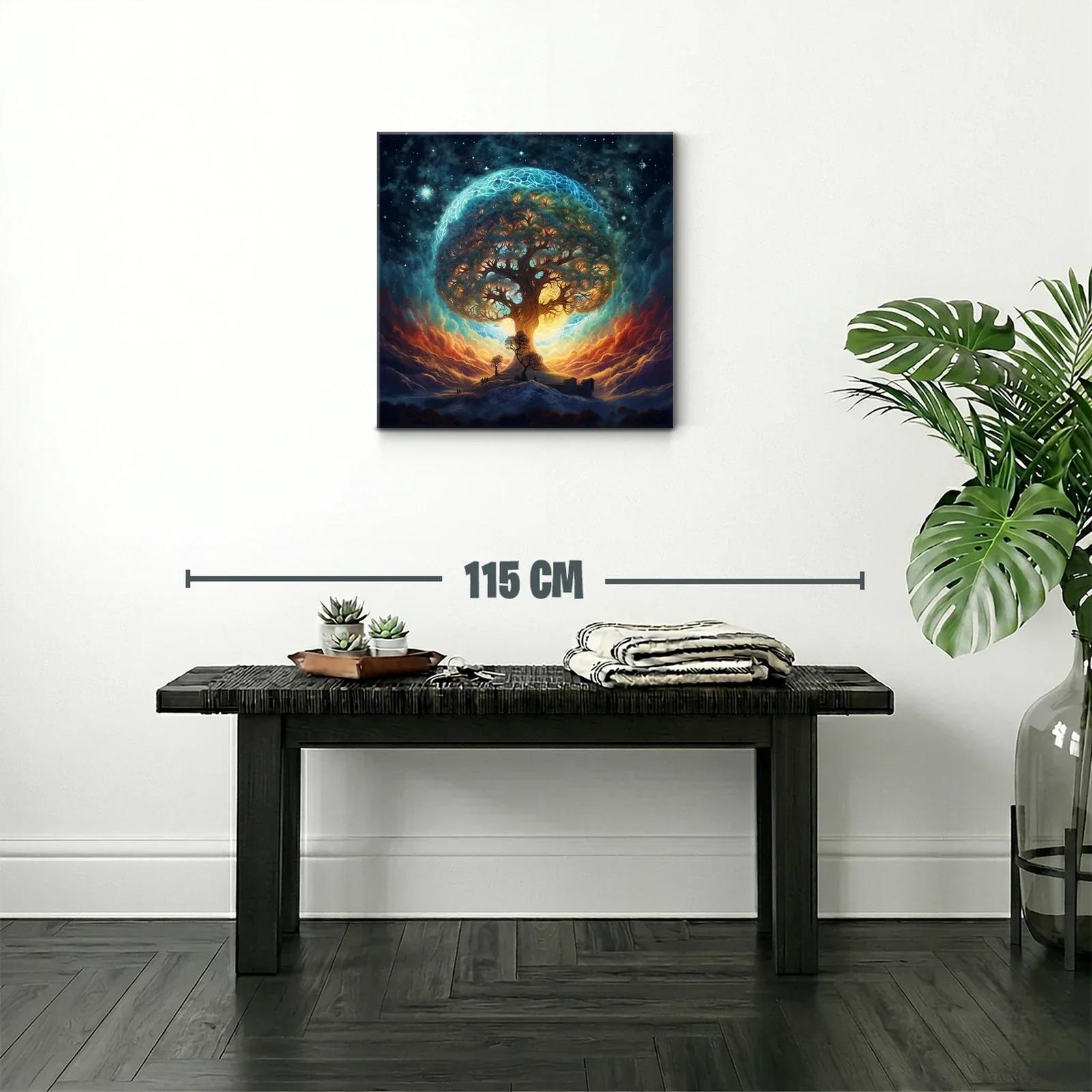 Árbol de la vida iluminado en cielo estrellado místico — miniatura 2