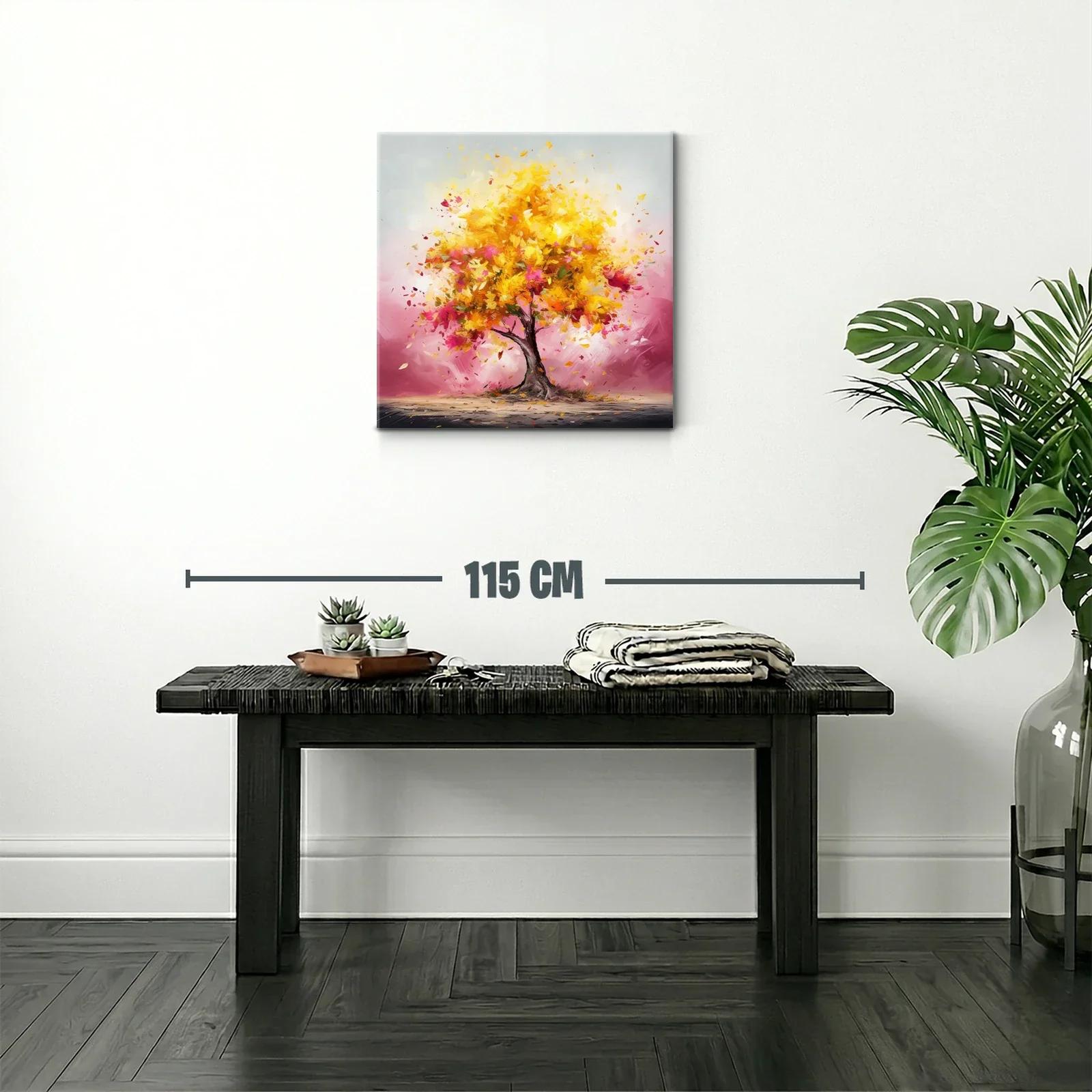Árbol vibrante con hojas doradas y rosas en movimiento — miniatura 2