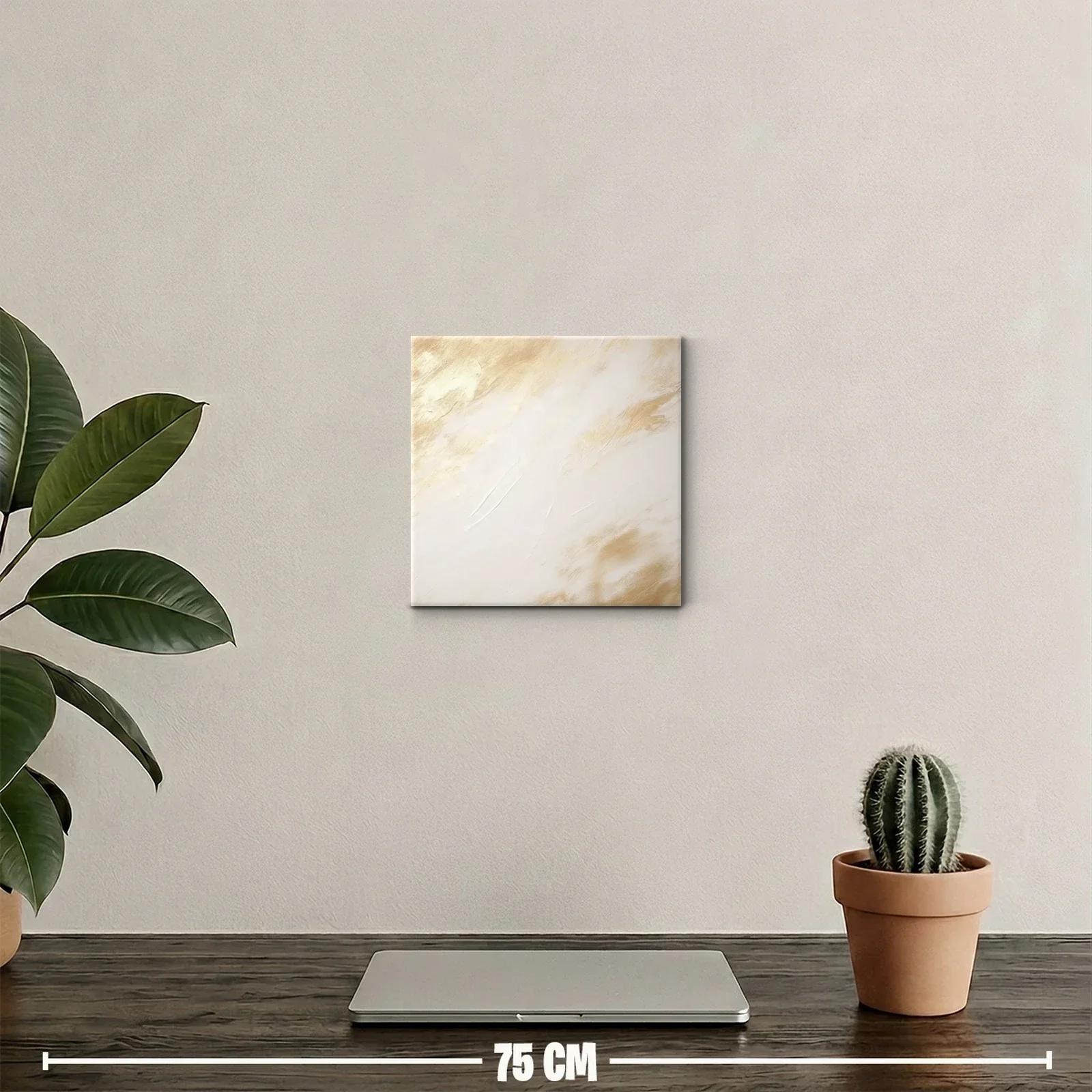 Cuadro abstracto en tonos beige y crema cálidos — miniatura 2