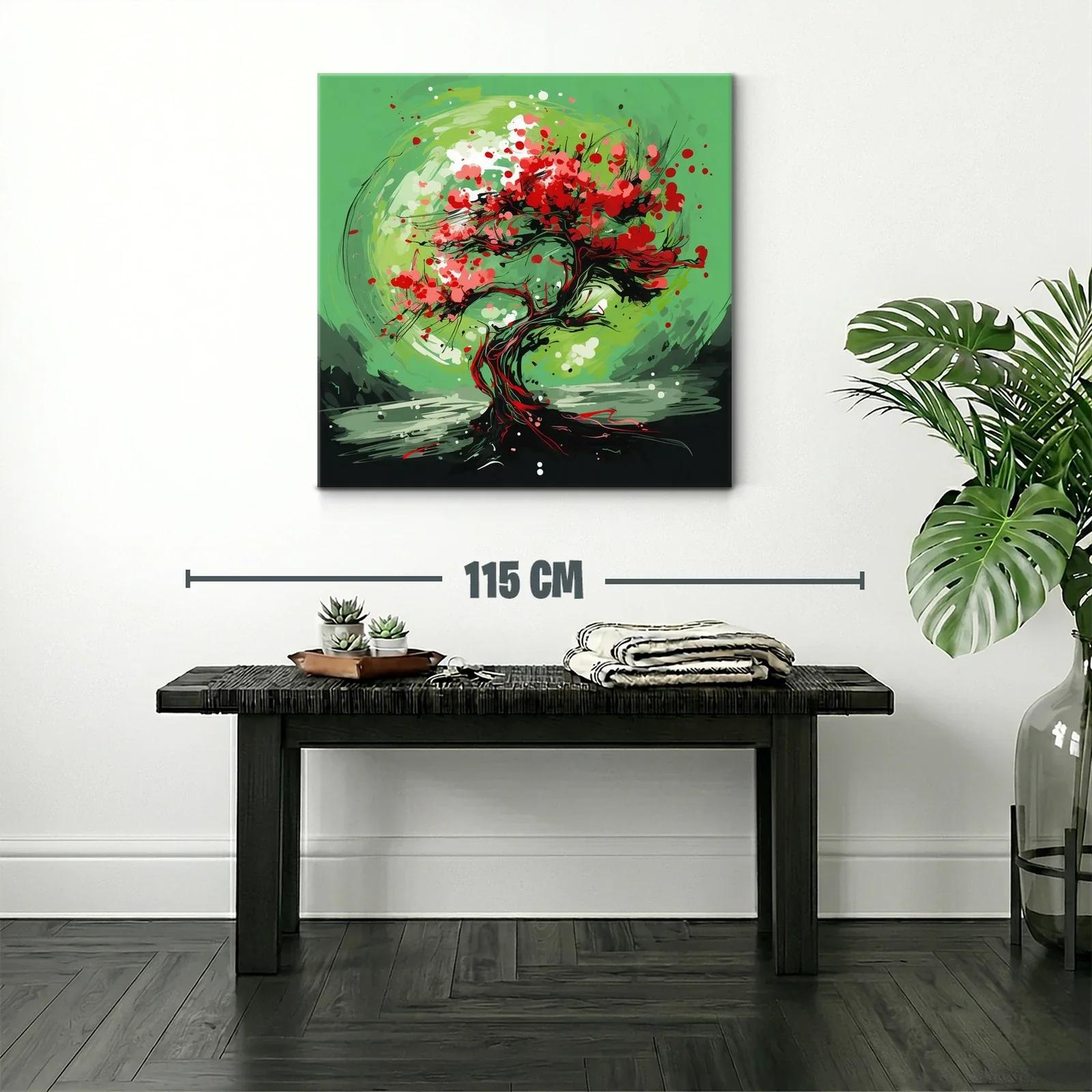 Árbol abstracto con vibrantes tonos verdes y rojos — miniatura 2