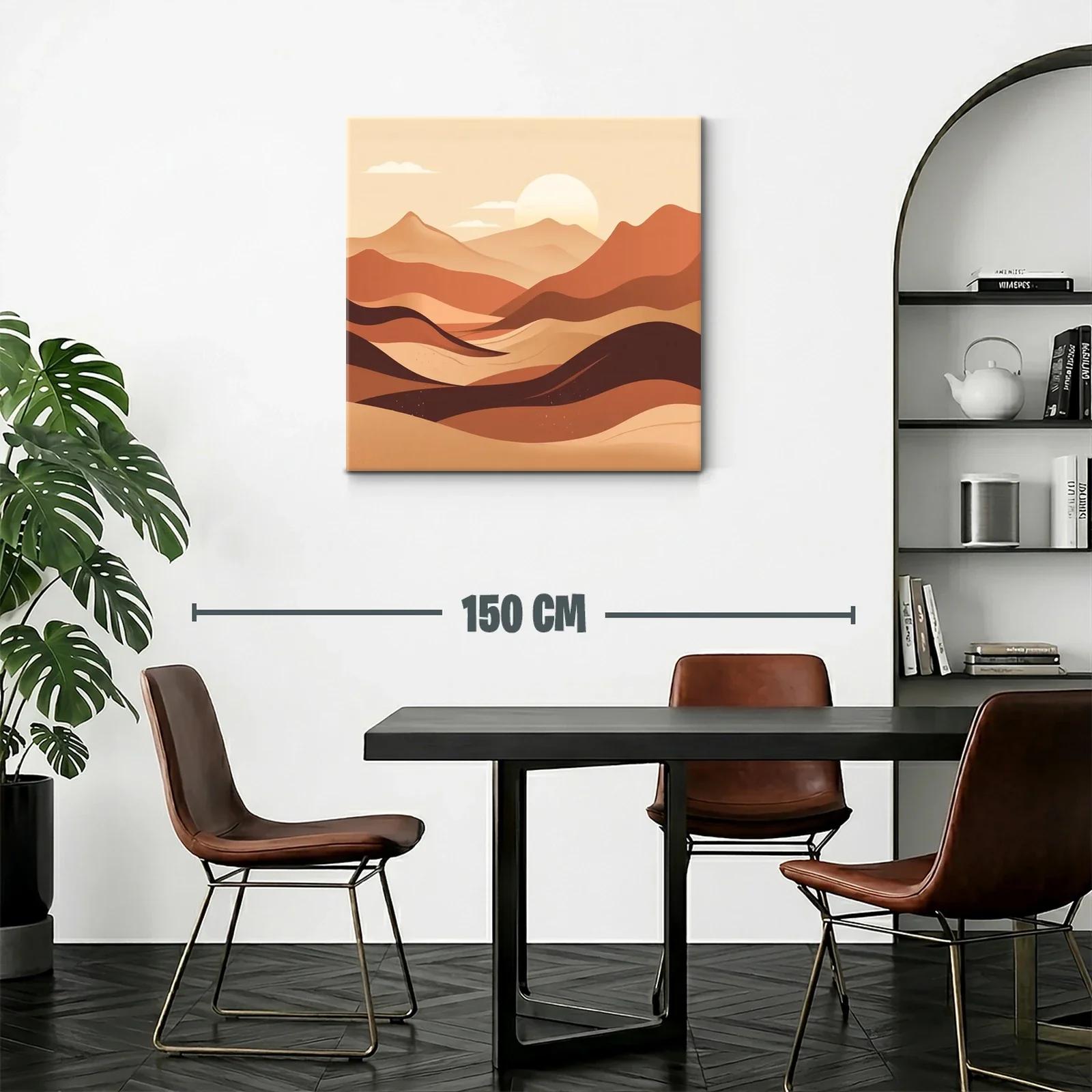 Paisaje abstracto con montañas en tonos cálidos y amanecer — miniatura 2
