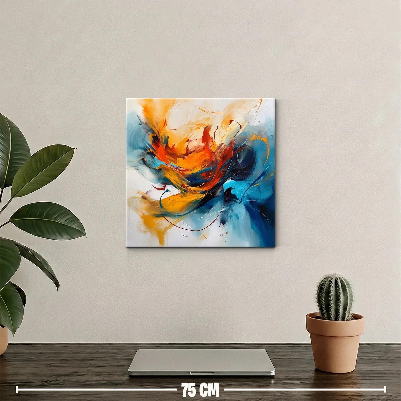 Cuadro abstracto con vibrantes tonos cálidos y fríos — miniatura 2