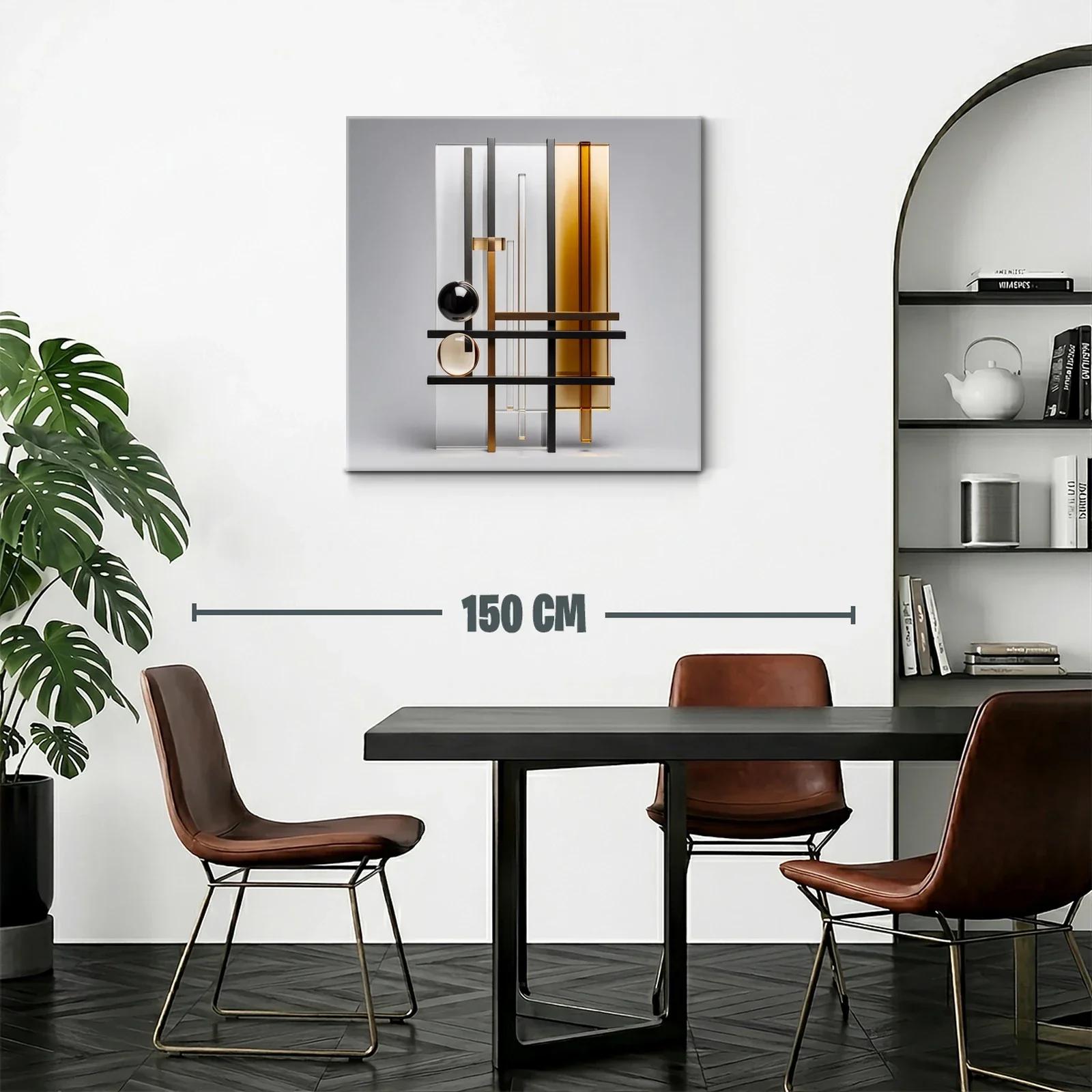 Composición geométrica moderna con tonos ámbar y negro — miniatura 2