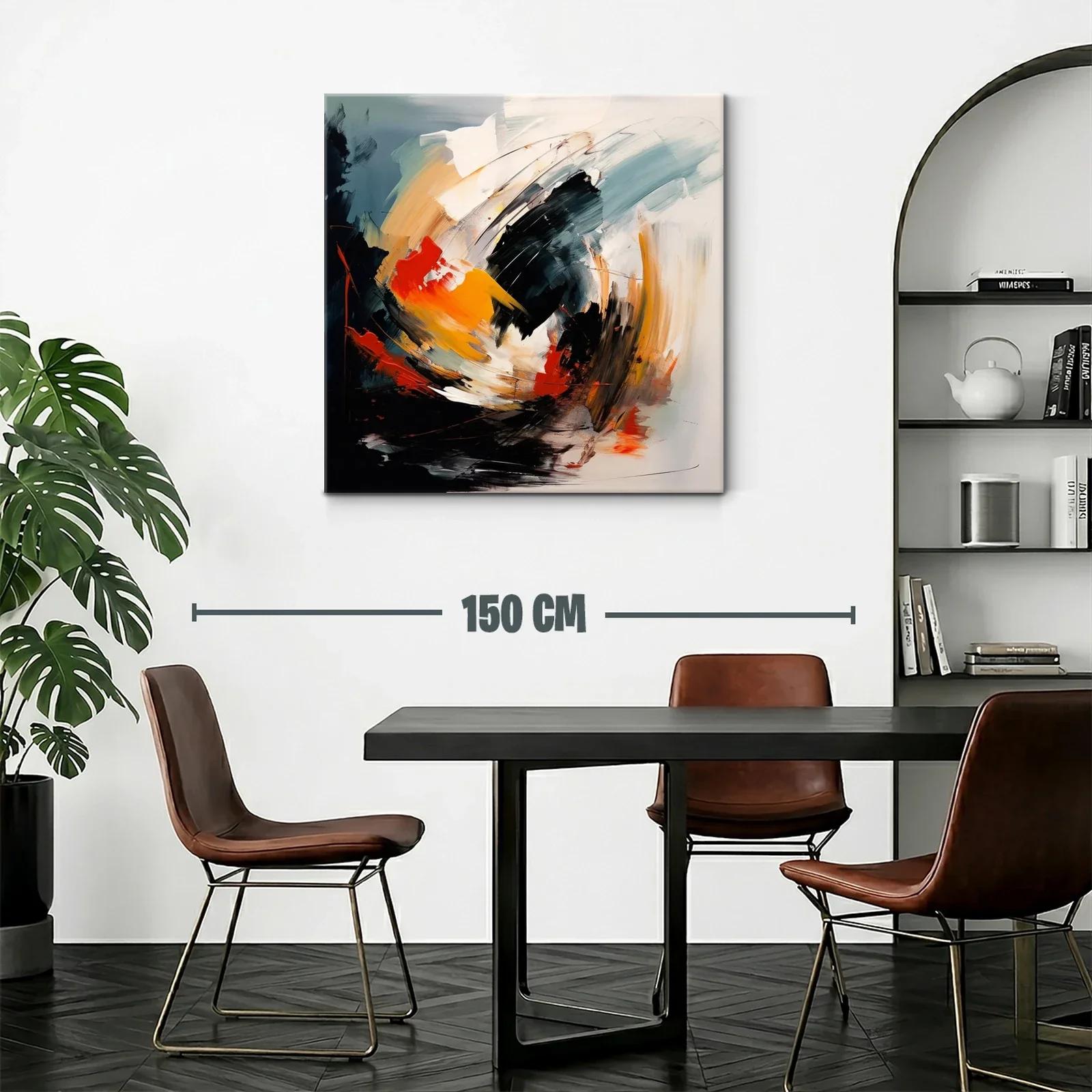 Cuadro abstracto con energía en tonos cálidos y oscuros — miniatura 2