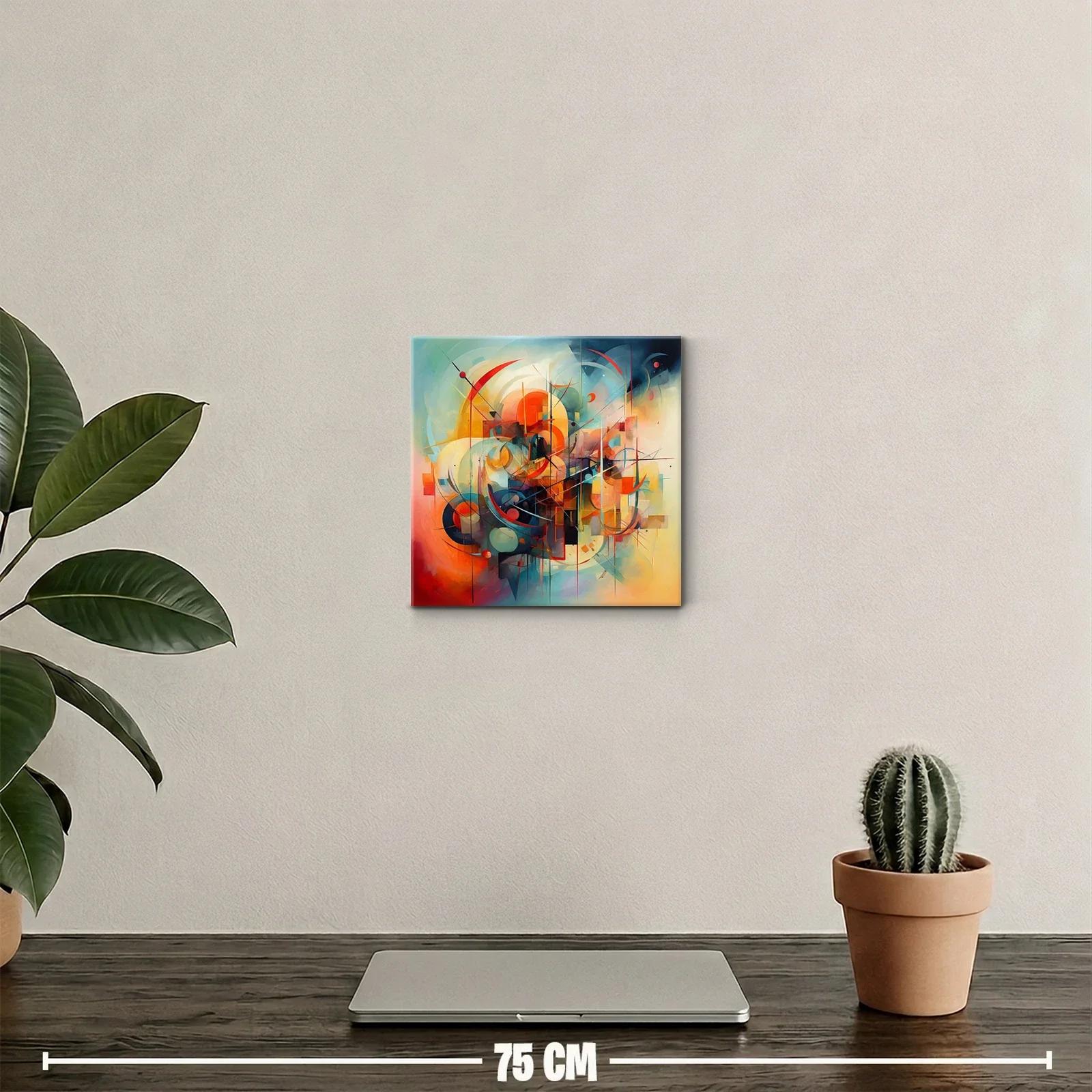 Cuadro abstracto con formas geométricas y colores vibrantes — miniatura 2