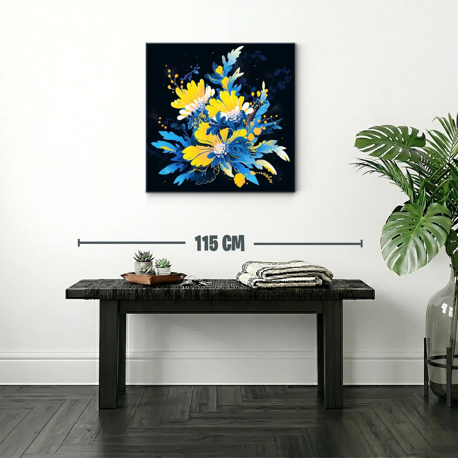 Composición floral vibrante en tonos azul y amarillo — miniatura 2