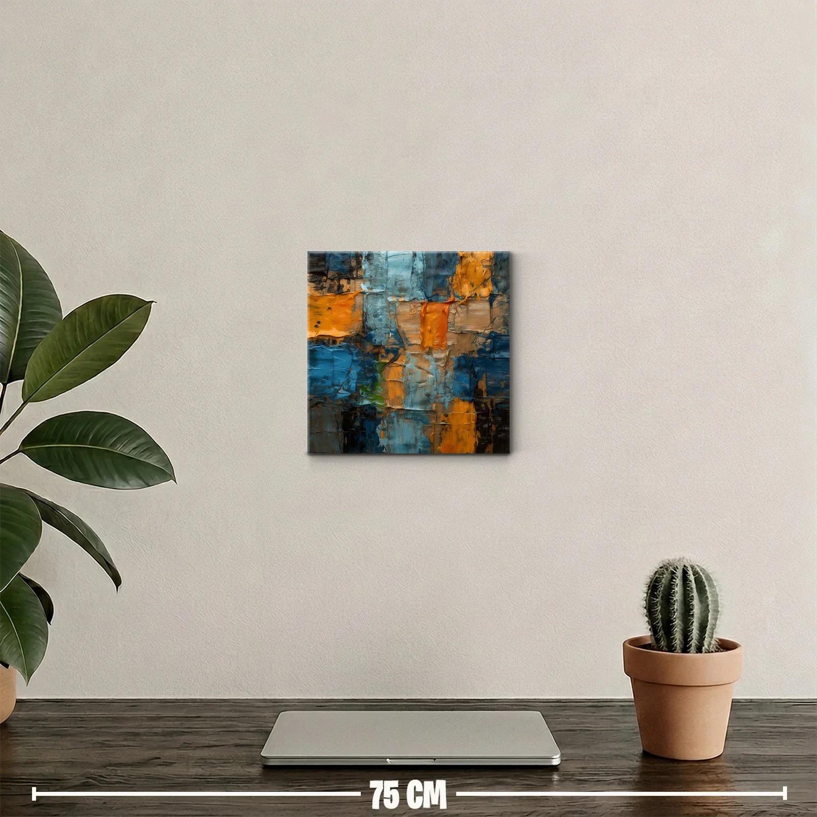 Composición abstracta con tonos azul y ocre vibrantes — miniatura 2
