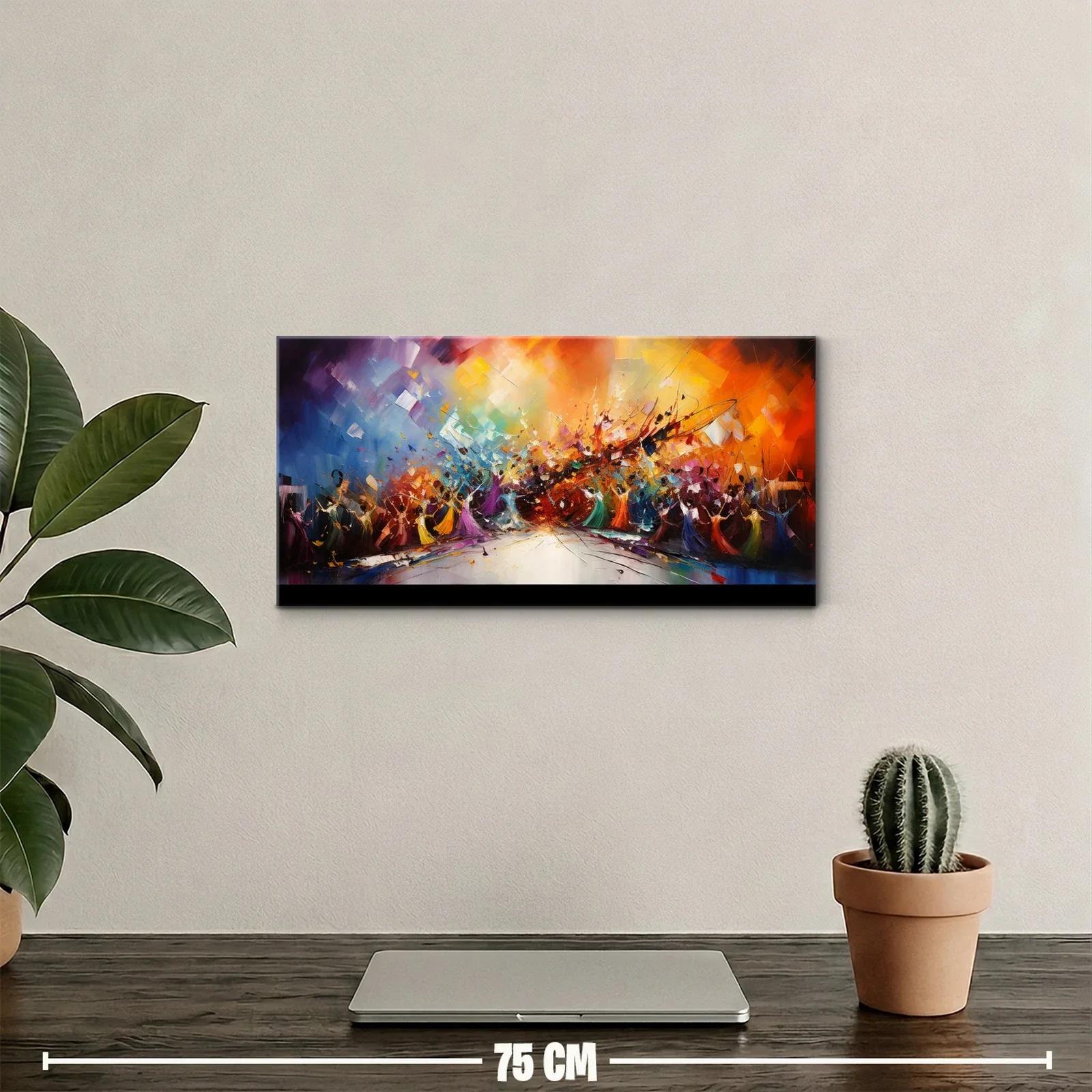 Cuadro multitud de bailarines con destellos de luz y color — miniatura 2